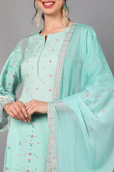 Poly Crepe Printed Kurta Trousers Dupatta-PKSKD1328